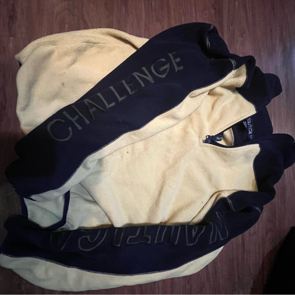 Nautica Navy and Cream Fleece Jacket vintage 90s